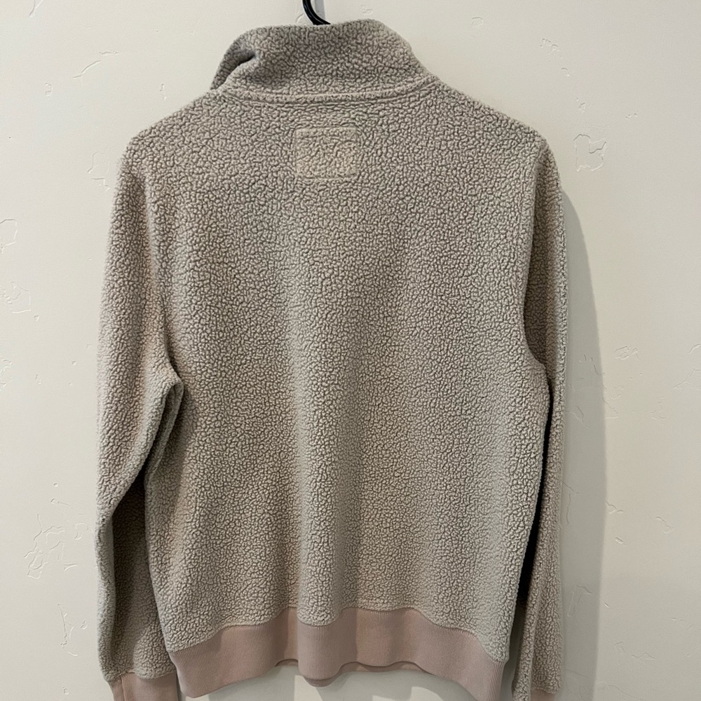 Abercrombie & Fitch Women’s Sherpa 3/4 Zip Sweater Cream size Medium - Picture 6 of 7